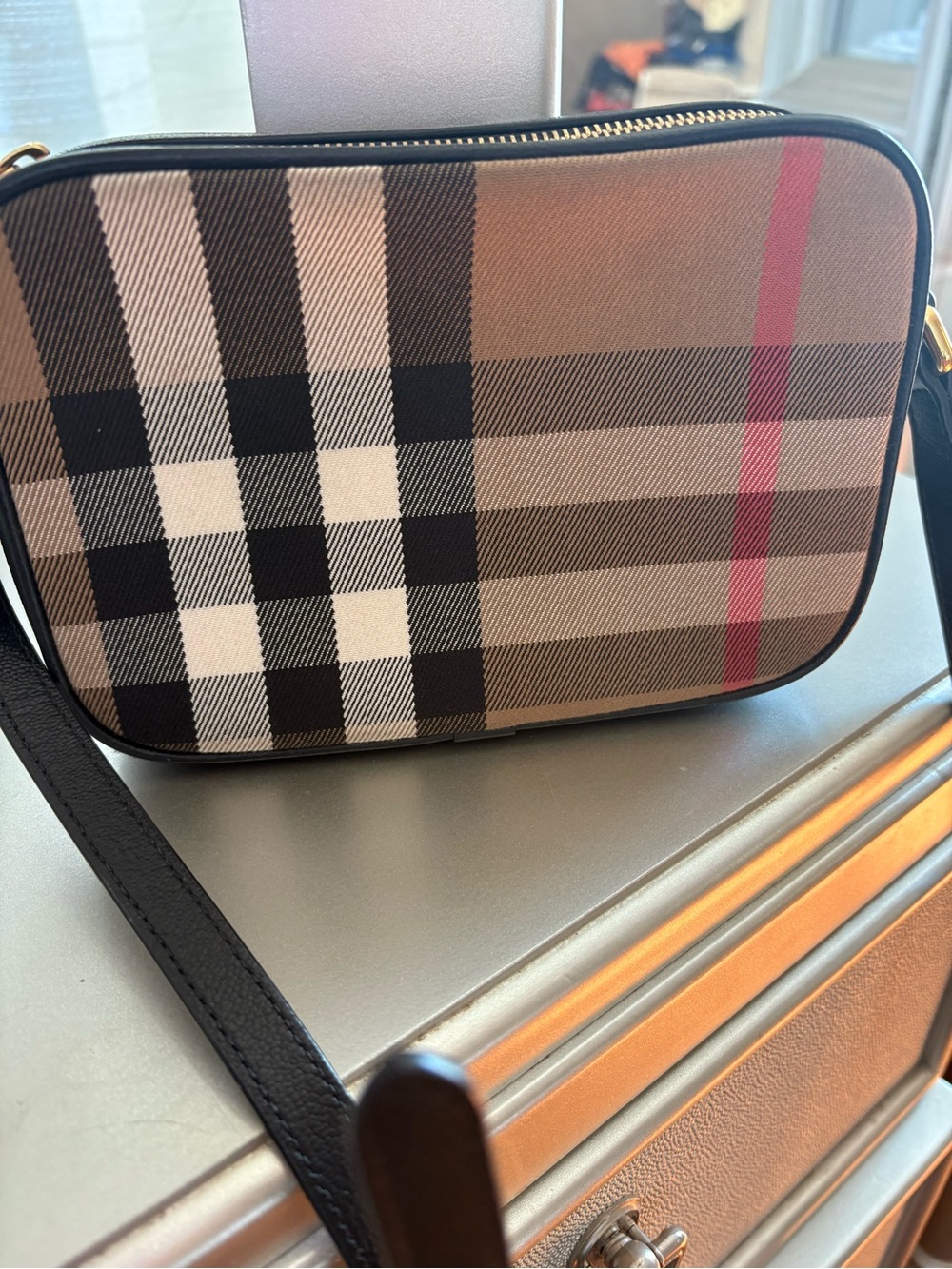 Burberry Black Leather Zip Pouch with Gold Hardware